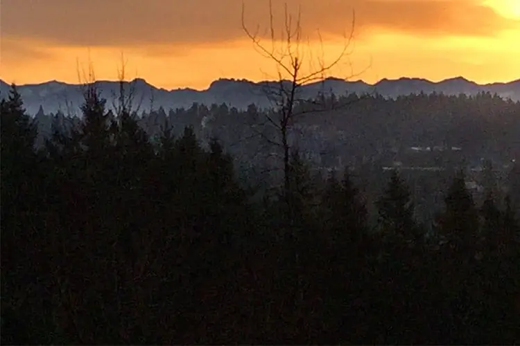 This is the view from our kitchen window looking east to the Cascade Mountains